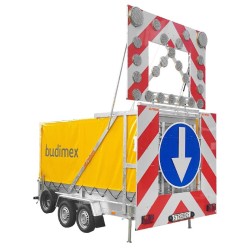 Remorca 2 AXE cu panou MARE semnalizare luminoasa + prelata + rampa incarcare -U26ab 